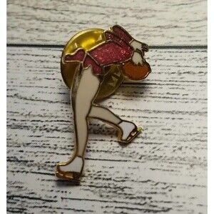 Vintage Figure Ice Skater Skating Enamel Lapel Hat Bag Pin Layback Spin